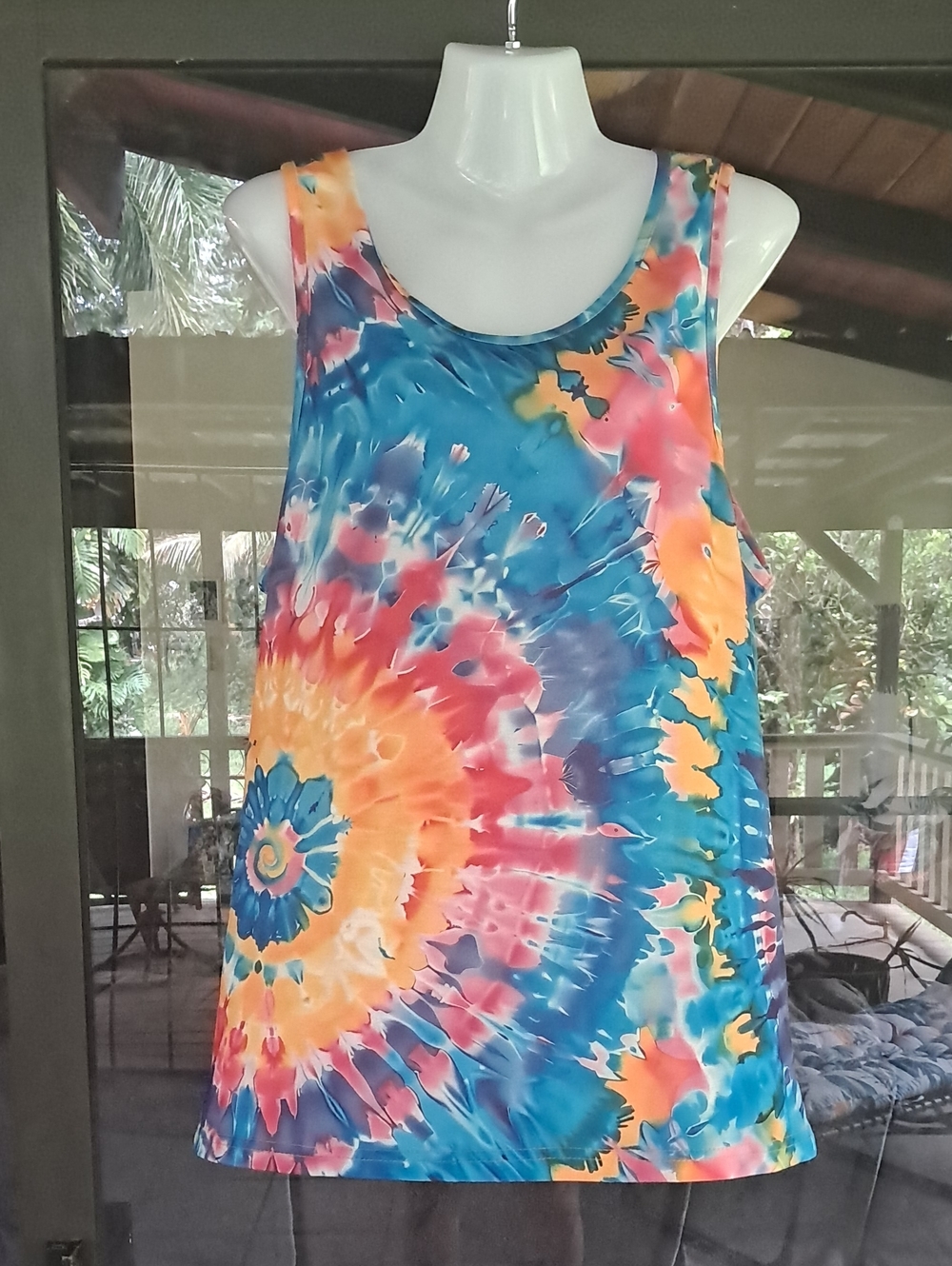 Unisex Tie-Dye Scoop Neck Tank Top - Multicolor